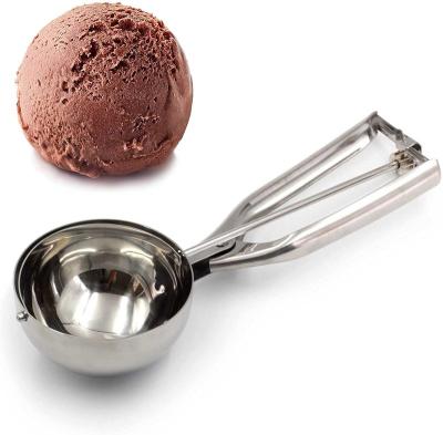 China Disposable 2.5 Oz/3.15 Inch Large Ice Cream Scoop with Trigger Stainless Steel Cookie Scooper for Baking Cookie Dough Ice Creamb for sale