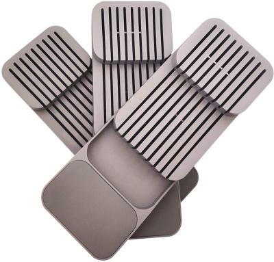 China Disposable Knife Holder In-Drawer Knife Block Organizer 2-Tier Silverware Kitchen Storage For Utensil Flatware Drawerstore Shelf for sale