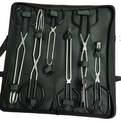 China Easily Cleaned 6 Piece BBQ Grilling Tool Kit with Oxford Baq BBQ Tool Set for sale