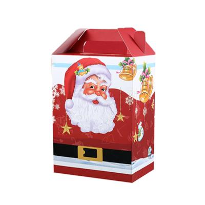 China Recyclable Square Bottom Window Custom Logo Red Cardboard Bags Candy With Rope Handle Christmas Kraft Paper Gift Bags For Retail for sale