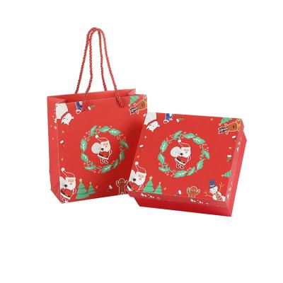 China Matte Laminated Gilding Red Candy Toy Recyclable Custom Christmas Paper Gift Bags Toy For Party Paper Bag Logo Gilding Red Reticule Small for sale