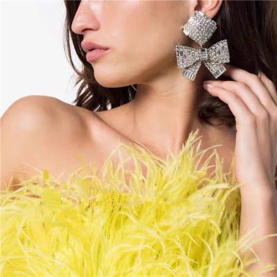 China FASHIONABLE Cute Bow Knot Nightclub Party Full Zircon Rhinestone Designer Women Earring for sale