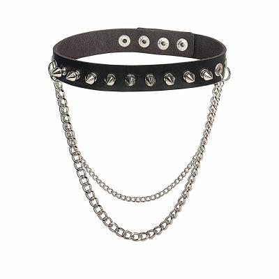 China CLASSIC Rock Style Rivet Personality Metal Chain Chocker Gothic Women Necklace for sale