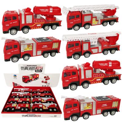 China Friction Toy Friction Powered Toys Firefighting 1:55 Inertia Vehicle Fire Rescue Water Car Plastic Fire Truck Toy for sale