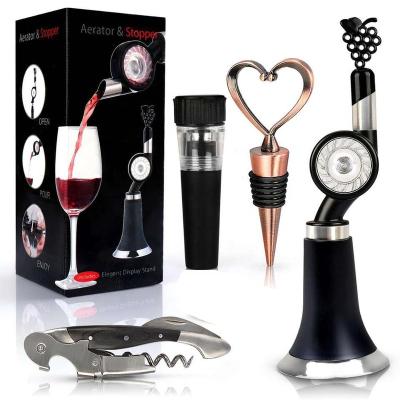 China Cheap Promotion 4 pieces wine accessory of wine opener gift set wine accessory gift set wine opener and wine stopper set for sale