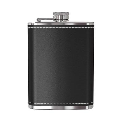 China Vintage Hip Flask Set for 8oz Flask Set Liquor Flask Set Wholesale 304 Stainless Steel PU leather Cover Hip Flasks Set for sale