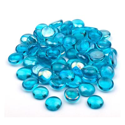 China Modern 500g 12-14mm green Popular Decoration Colored Landscaping Glass Stones For Home Garden Fancy Glass Beads for sale