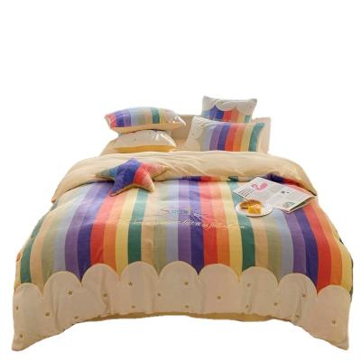 China Nondisposable Hot Selling Comfortable Bedding 4 Sets Cotton Soft Design Pillow Case Quilt Cover Sheet High Quality Colorful Bedding Set for sale