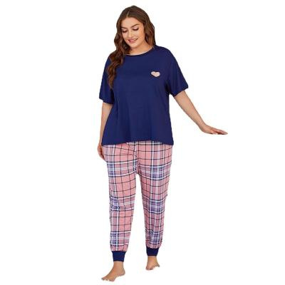 China QUICK DRY Pajamas Plaid Love Printing Women's Plus-Size Bathrobe Women's Sleepwear Suit Home Wear Bathrobe for sale