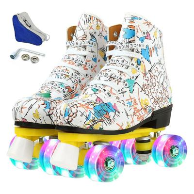 China Durable Hot Sale PU Skate Roller Shoes Unisex Roller Skates 4 Wheels Adult And Kid for sale