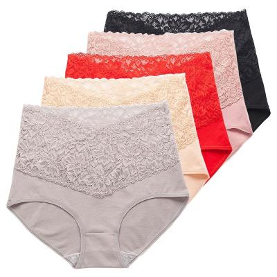 China Wholesale High Quality Antibacterial Women Lace Ladies Underwear Cotton Sexy Briefs Panties Plus Size Briefs High Waist Panties for sale