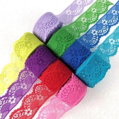 China Sustainable Wholesale Colorful Elastic Lace Non-stretch Lace Up Handmade DIY Accessories Clothing Accessories Lace for sale