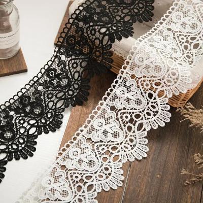 China Cotton Viable Wholesale Fancy Webbing Ribbon Trim Embroidery Trim Water Soluble French Guipure Lace Trim for sale