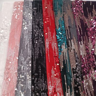 China Fashion women's clothing embroidery flannel news suits 3cm beaded wholesale fabric elastics 6% two color sequin computer embroidery for sale