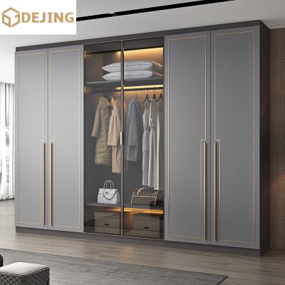 China Hot Selling Adjustable Modern Wood Bedroom Furniture Wardrobes Glass Door Wardrobes (Other) Glass Cabinet for sale