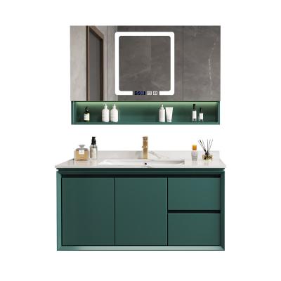 China Eco-friendly Modern Waterproof Wooden Wall Mounted Bathroom Vanity Water Proof Water Proof Single Sink Bathroom Cabinets for sale