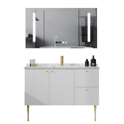 China Water Proof Eco-friendly PVC Bathroom Cabinet Bathroom Cabinet High Quality White Modern Vanity Mirror for sale