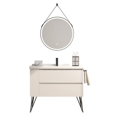 China Bathroom Vanity Eco-friendly Supplier Modern White Solid Wood 36 Inch Bathroom Vanity With Sink for sale