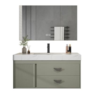 China Modern High Quality Waterproof Basin Bathroom Cabinet Mirror Wooden Bathroom Cabinet for sale