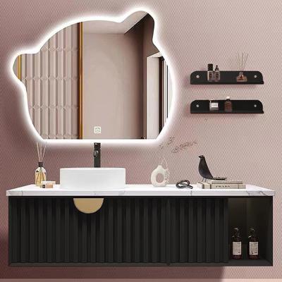 China Modern Cabinet Eco-friendly European Wall Mounted Basin Bathroom Cabinet Bathroom Cabinet Style Wooden Bathroom for sale