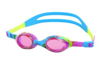 China Water Transfer Printing Silicone Swimming Goggles with nose cover  Anti Fog  lens for sale