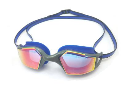 China Gafas antis de la natación de la niebla de la PC impermeable unisex azules/amarillo para el adulto en venta