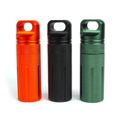 China Durable Outdoor Waterproof Aluminum Alloy Capsule Seal Bottle Survival Case Container First Aid Pills Tank for sale