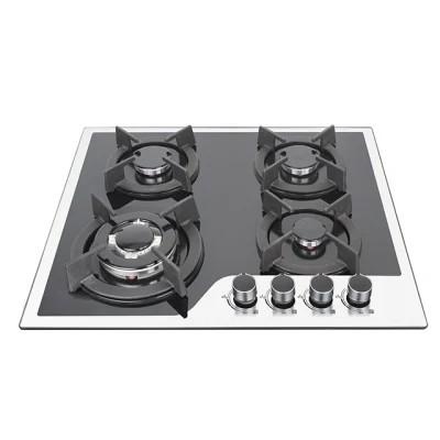 China Mirror Finish Flat Shape Decoration Black Burner Gas Stove with ROSH Certificate for sale