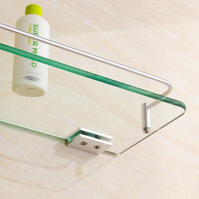 China Stainless Steel Bathroom Shelf 6mm Tempered Glass for Living Room/Bathroom Storage for sale