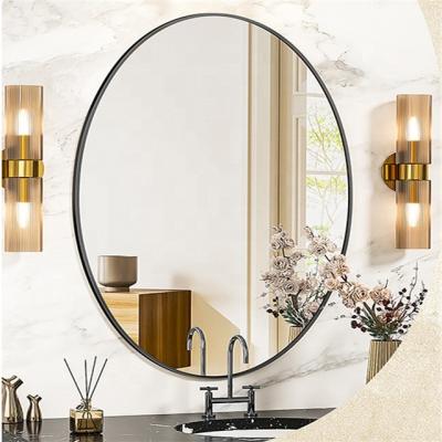 China Living Room Modern Metal Frame Black Golden Rose Bathroom Mirror with Stand or Hook for sale