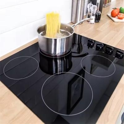 China Top Grade 4mm High Temperature Resistant Black Ceramic Glass for Round Square Cooktop for sale