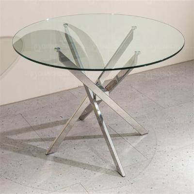 China 8mm Tempered Glass Top Dining Table with Modern Furniture Frame in Customized Color for sale