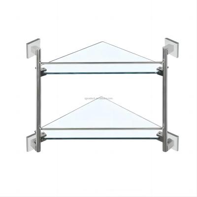 China Acceptable OEM ODM Bathroom Double and Triple Shelving Tempered Glass Storage Shelf for sale