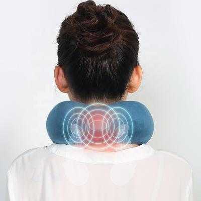 China Travel Portable Bottom Design Smart Electric Neck Vibration Heating Neck Vibration Heating U Shaped Shoulder Massager for sale