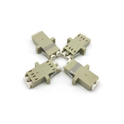 China FTTH PVC Duplex LC Adapter Beige Ceramic Multimode Fiber Optic With Ear for sale