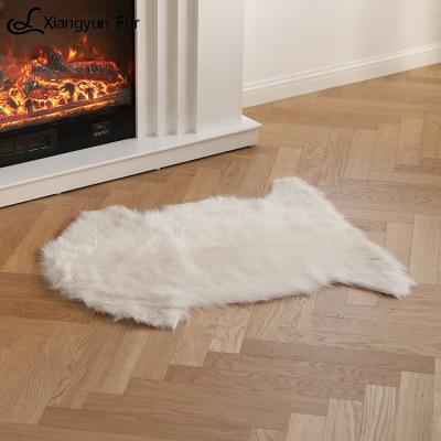 China Home Decor Soft Genuine Sheepskin Blanket Soft Smooth Sheepskin Area Feeling Area Fur Blankets White Living Room for sale