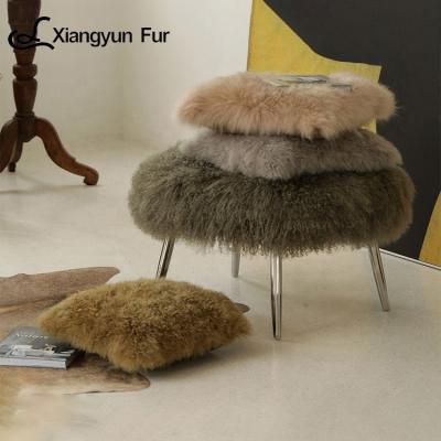 China Real Natural Rectangle Wool Cashmere Fur Throw Cushion Home Decorative Comfortable Classic Curly 100% Pure Natural Square for sale