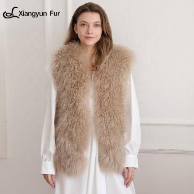 China Luxury Fashion Comfortable and Beautiful Soft Glamorous Value 100% Cashmere Women Shearling Shearling Mongolian Lamb Fur Waistcoat Long Vest for sale