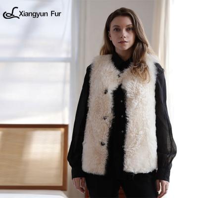 China Soft Comfortable And Beautiful Soft Texture High Quality Natural Sheep Fur Winter Mongolian Women Real Sheepskin Vest for sale