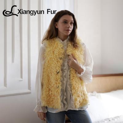 China 2021 Winter Long Special Luxurious Plus Size Soft Genuine Fur Vest Wholesale Comfortable And Beautiful Vintage Girls Lamb Fur Vest for sale