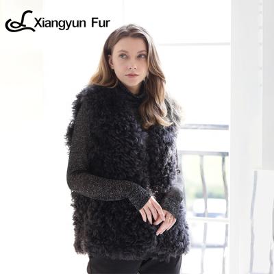 China Unique Design Comfortable And Beautiful Vintage Real Sheep Winter Vest Soft Luxury Mongolian Sheep Fur Vest Women Long for sale