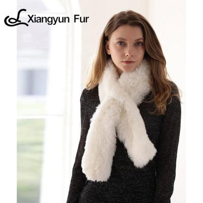 China Wholesale Women's Winter Garment Good Quality Real Lamb Fur Sheared Animal Fur Trim Scarf for sale