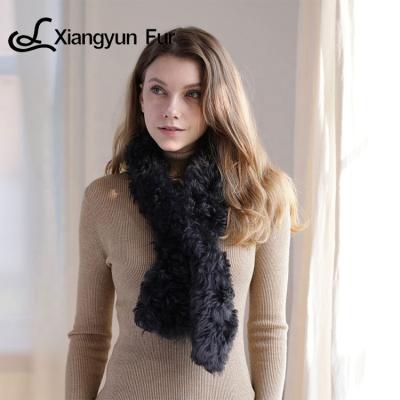 China Real Cashmere Winter LAMB FUR DESIGN Woman Fashion Soft Winter Fur Scarf Warm Unique Fur Scarf for sale