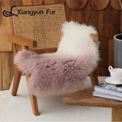 China Genuine Real Professional Alfombras De Piel Elegant Fur Blanket Salon Washable Mongolian Lamb Fur Blankets for sale