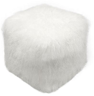 China (Other) Customized Luxury Adjustable Living Room Furniture Square Fur Around Big Stool Mongolian White Fur Stool for sale