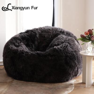 China NORDIC Luxury New Design Indoor Furniture Soft Relax Chair Sheepskin Beanbag Wool Fur Fluffy Sitting Sheared Chair for sale