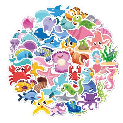 China 50P Cute Cartoon Sticker Cartoon Graffiti Stickers For Kids Birthday Party Stickers Ocean Animal Sticker for sale