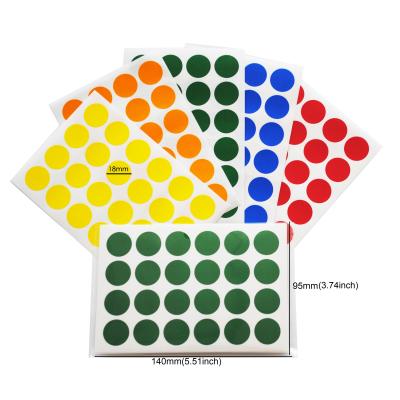 China Water Proof Round Color Dot Stickers Sticky Adhesive Spot Circles Paper Labels 5 Assorted Colors for sale