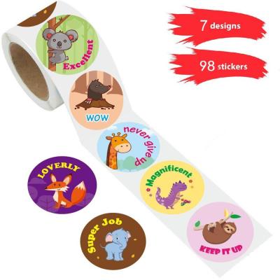 China Cartoon Sticker Cartoon Stickers Animals Reward Stickers Roll for School Teacher Stickers Solutions Effort and Praise for sale