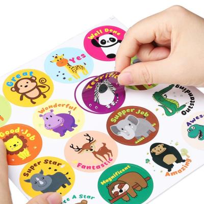 China Cartoon Sticker Encouragement Sticker Roll For Kids Motivational Stickers Cute Animals For Students Teachers Classroom Use 5 Designs for sale